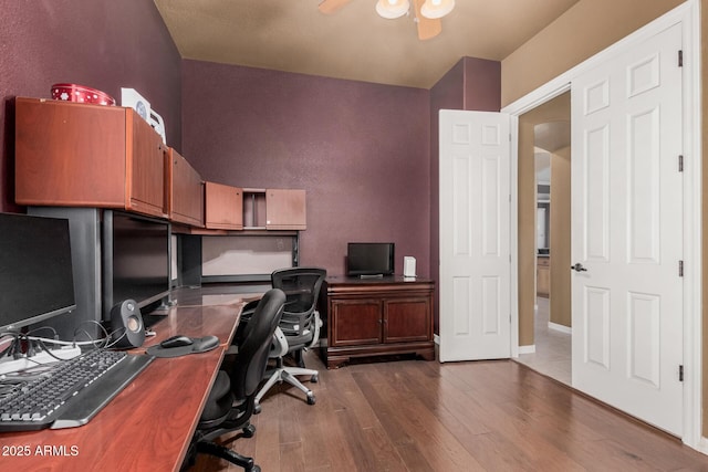10529 E Posada Ave, Mesa, AZ 85212 - home office featuring a ceiling fan and wood finished floors