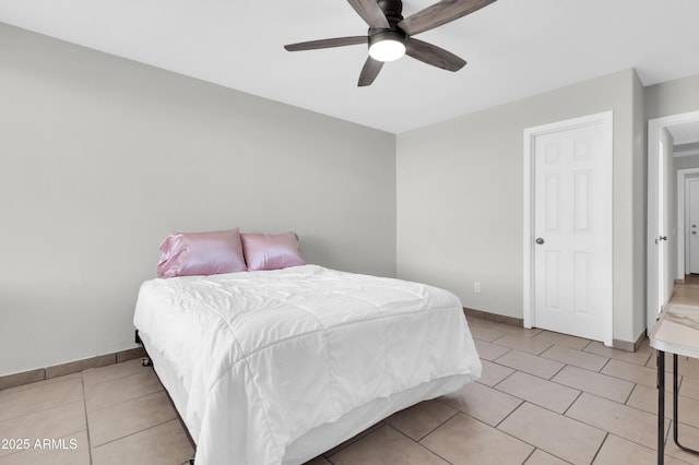 1858 S Ocotillo Dr, Apache Junction, AZ 85120 - bedroom featuring light tile patterned floors and ceiling fan
