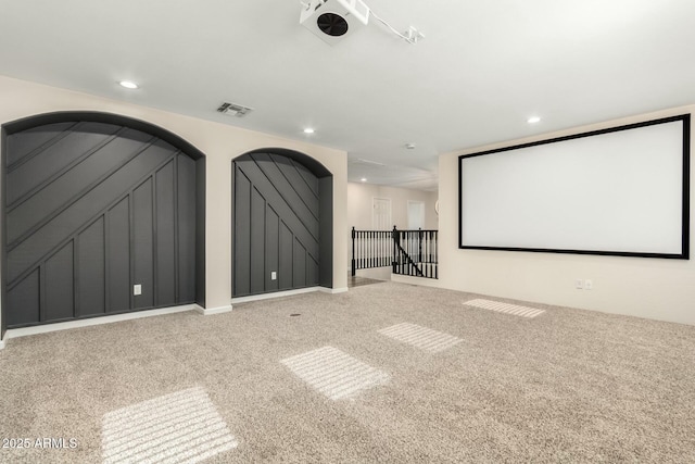 view of carpeted home theater room