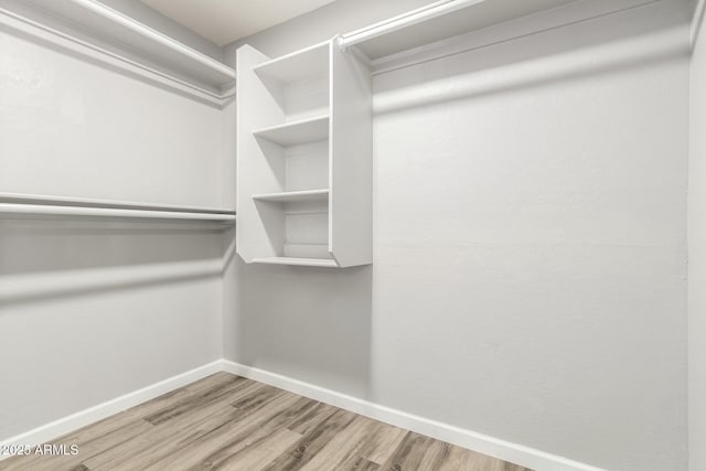 walk in closet featuring wood-type flooring