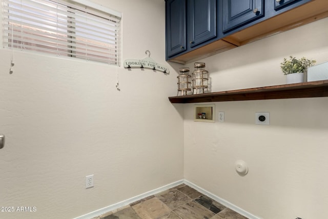 laundry room featuring cabinets, hookup for a washing machine, and electric dryer hookup