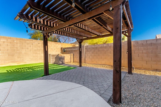 view of patio / terrace featuring a pergola