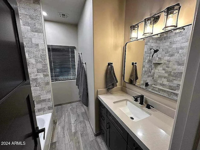 bathroom featuring wood-type flooring and vanity