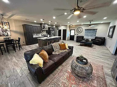 living room with light wood-type flooring