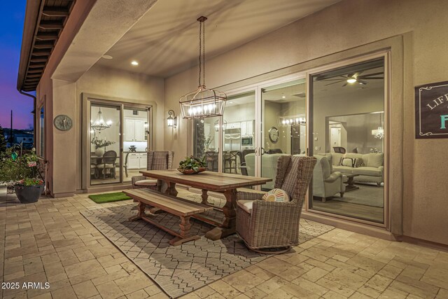 6328 W Fetlock Trl, Phoenix, AZ 85083 - exterior space featuring ceiling fan with notable chandelier, recessed lighting, and baseboards
