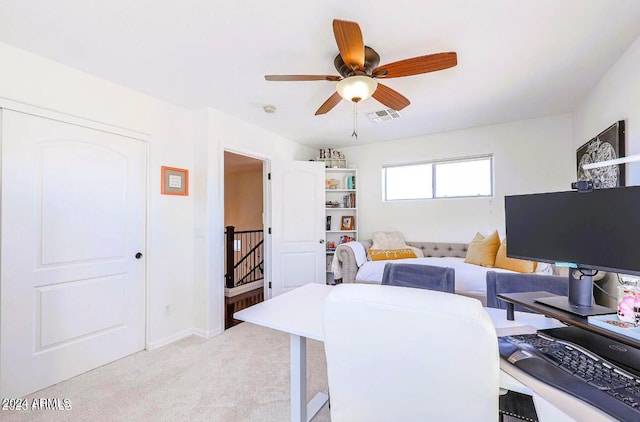 view of carpeted home office