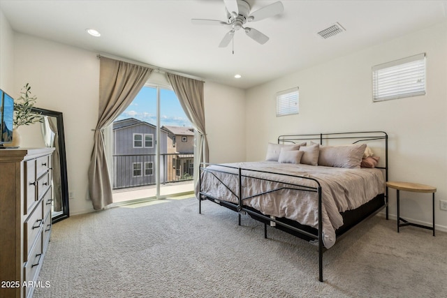 732 W Flintlock Way, Chandler, AZ 85286 - carpeted bedroom with multiple windows, access to outside, baseboards, ceiling fan, and recessed lighting