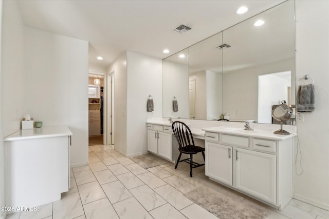 732 W Flintlock Way, Chandler, AZ 85286 - full bathroom featuring marble finish flooring, recessed lighting, vanity, and baseboards