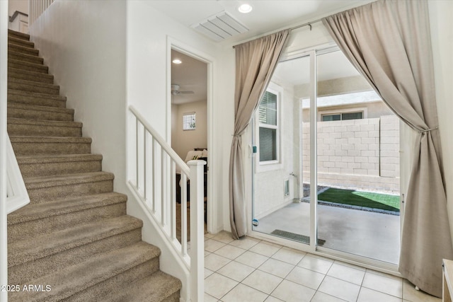 732 W Flintlock Way, Chandler, AZ 85286 - stairway featuring tile patterned flooring, recessed lighting, and ceiling fan