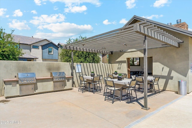 732 W Flintlock Way, Chandler, AZ 85286 - view of patio / terrace with a grill, exterior kitchen, a pergola, and outdoor dining space