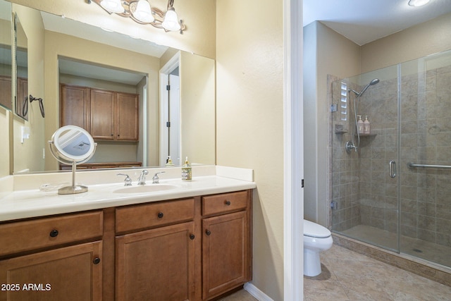 4497 E Ficus Way, Gilbert, AZ 85298 - bathroom with vanity, toilet, and a stall shower