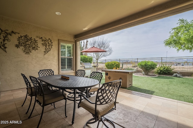 4497 E Ficus Way, Gilbert, AZ 85298 - view of patio with fence, outdoor dining area, and a grill