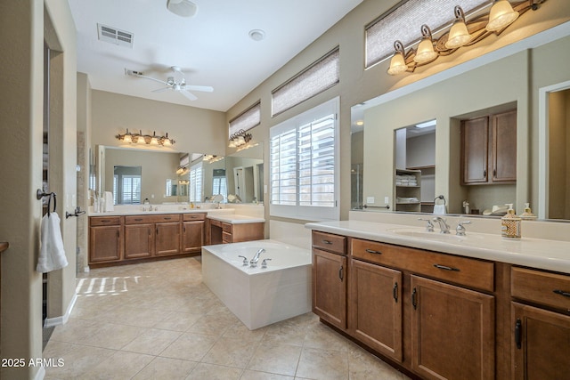 4497 E Ficus Way, Gilbert, AZ 85298 - bathroom with visible vents, a sink, plenty of natural light, and tile patterned floors