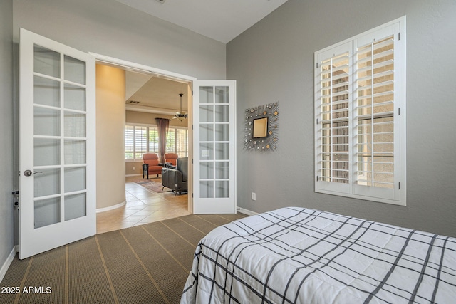 4497 E Ficus Way, Gilbert, AZ 85298 - bedroom featuring french doors, baseboards, and tile patterned floors