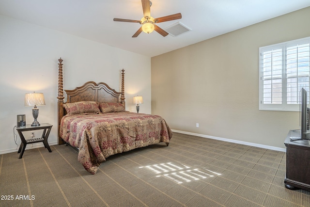 4497 E Ficus Way, Gilbert, AZ 85298 - carpeted bedroom with baseboards, a ceiling fan, and visible vents