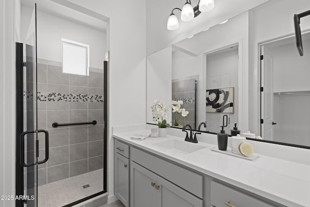 2149 W Rowel Rd, Phoenix, AZ 85085 - full bathroom with a spacious closet, vanity, and a stall shower