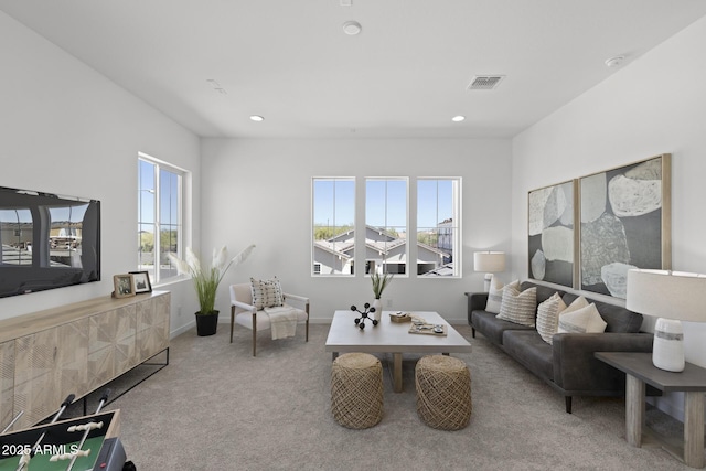 2149 W Rowel Rd, Phoenix, AZ 85085 - living room with visible vents, plenty of natural light, recessed lighting, and carpet floors