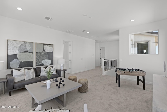 2149 W Rowel Rd, Phoenix, AZ 85085 - living room with recessed lighting, visible vents, light colored carpet, and baseboards