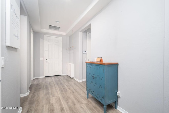 2321 W Brookhart Way, Phoenix, AZ 85085 - hall with baseboards, wood finished floors, and a tray ceiling