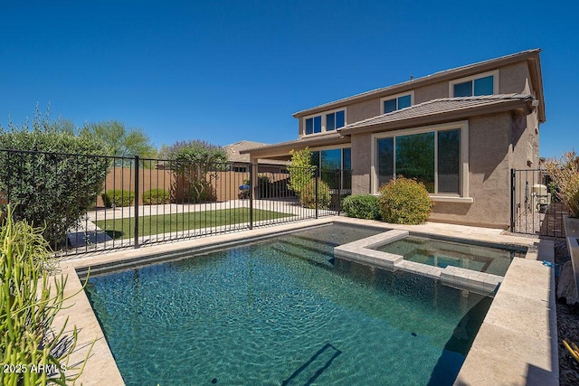 2321 W Brookhart Way, Phoenix, AZ 85085 - view of pool with a pool with connected hot tub and fence