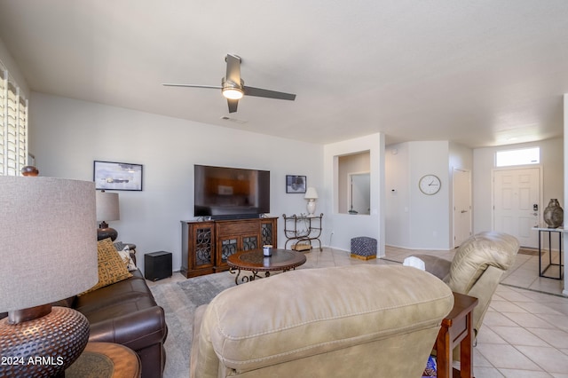 19892 N Shadow Mountain Dr, Surprise, AZ 85374 - living room with ceiling fan and light tile patterned floors