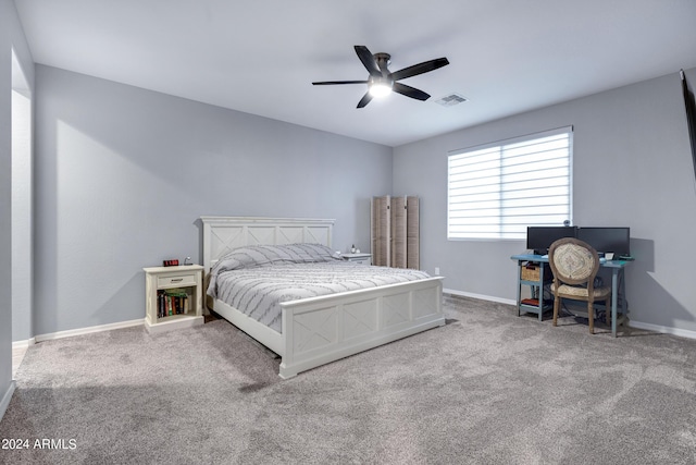 bedroom with carpet and ceiling fan