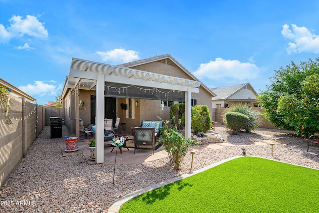 view of yard featuring a pergola and a patio