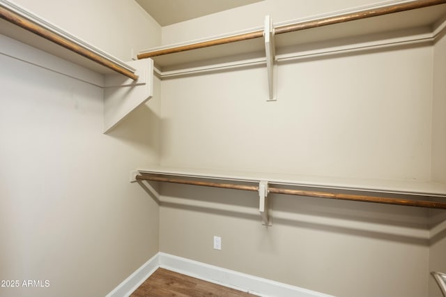 spacious closet with wood finished floors