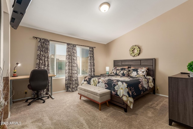 6430 E Riverdale St, Mesa, AZ 85215 - carpeted bedroom featuring a desk, baseboards, and vaulted ceiling