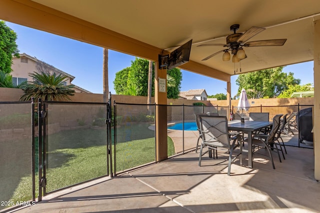 6430 E Riverdale St, Mesa, AZ 85215 - sunroom with outdoor dining space and ceiling fan