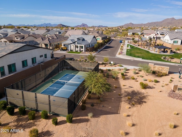 birds eye view of property featuring a residential view and a mountain view