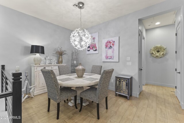 6565 E Thomas Rd Unit 1128, Scottsdale, AZ 85251 - dining area featuring light wood-style flooring, baseboards, a chandelier, and recessed lighting