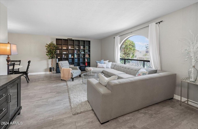 living room featuring light hardwood / wood-style flooring