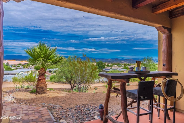 balcony with a mountain view