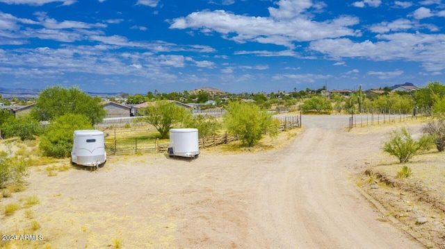 view of street with a rural view