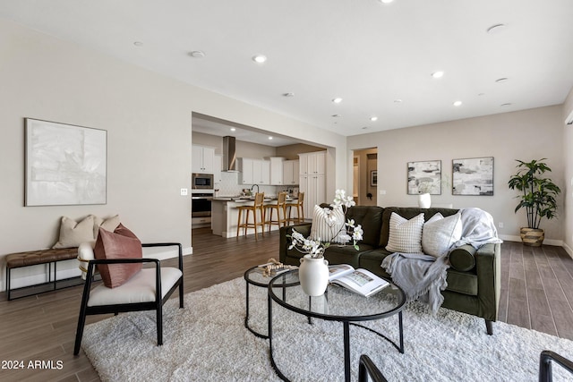 living room featuring dark hardwood / wood-style floors