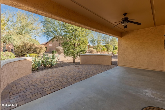 view of patio / terrace with a ceiling fan