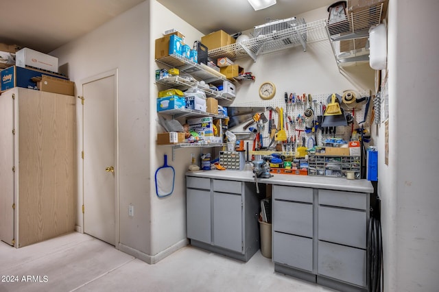 interior space with gray cabinetry