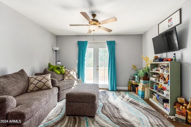 4321 E Morenci Rd, San Tan Valley, AZ 85143 - living area featuring a ceiling fan and french doors