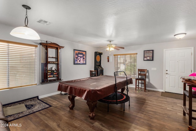 4321 E Morenci Rd, San Tan Valley, AZ 85143 - game room with wood finished floors, baseboards, ceiling fan, and billiards table