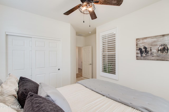 4350 Stage Stop Way, Wickenburg, AZ 85390 - bedroom featuring a closet and a ceiling fan