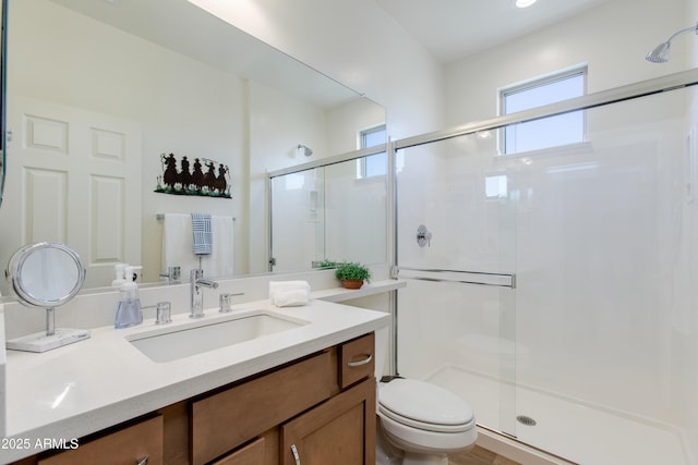 4350 Stage Stop Way, Wickenburg, AZ 85390 - bathroom with a shower stall, vanity, and toilet