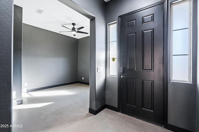 entryway with ceiling fan