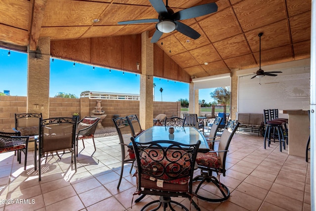 view of patio with ceiling fan