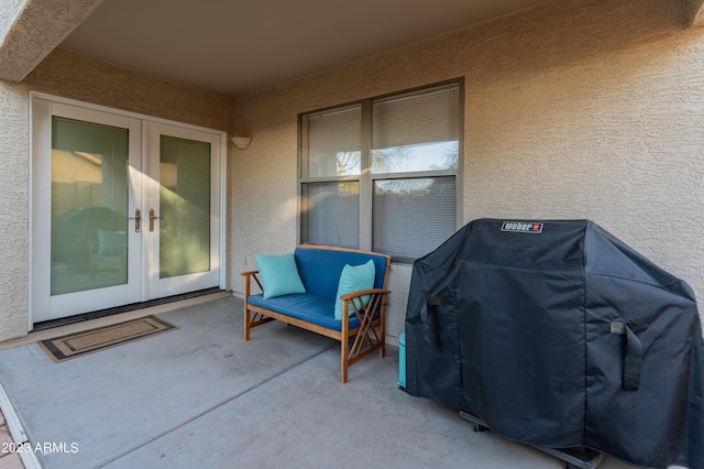 view of patio / terrace with french doors and grilling area