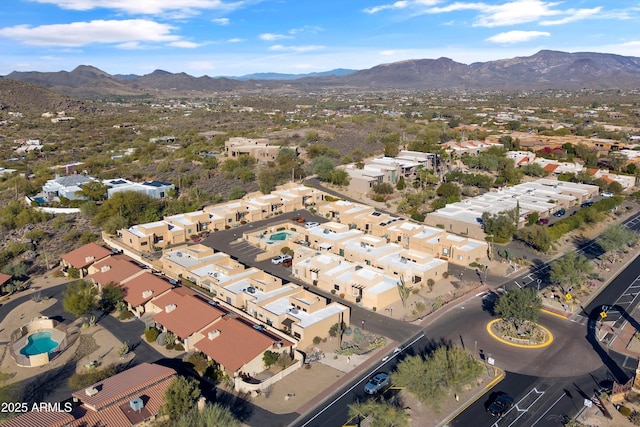 bird's eye view with a mountain view