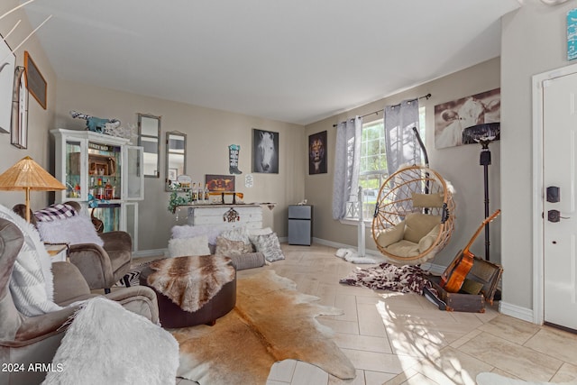 view of tiled living room