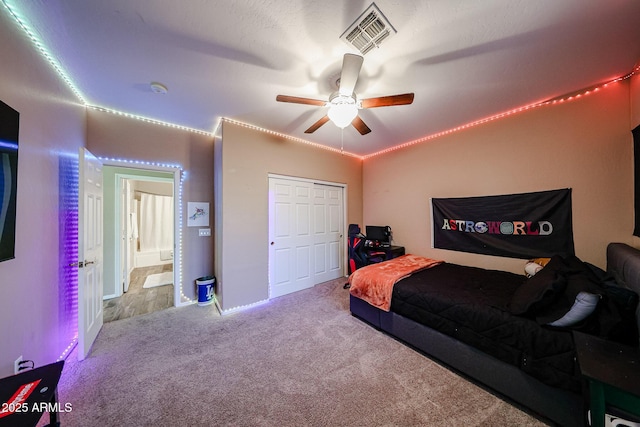 2886 E Hazeltine Way, Chandler, AZ 85249 - carpeted bedroom with ceiling fan, visible vents, and lofted ceiling