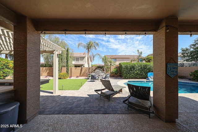 2886 E Hazeltine Way, Chandler, AZ 85249 - view of patio with a fenced backyard and a fenced in pool