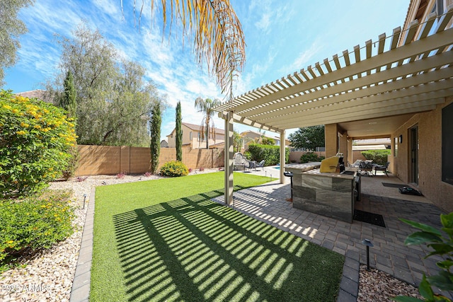 2886 E Hazeltine Way, Chandler, AZ 85249 - view of yard with a fenced backyard, a pergola, and a patio